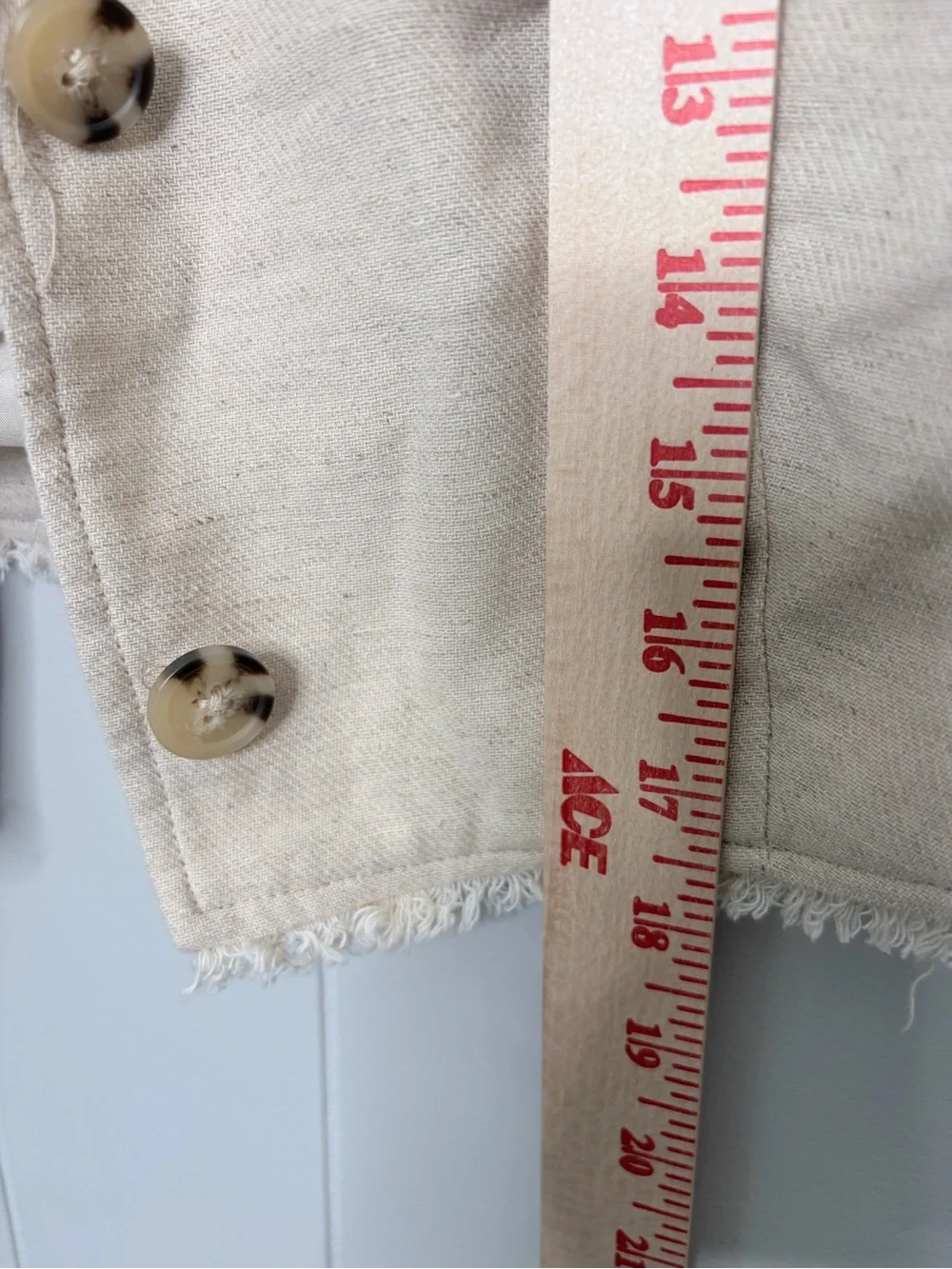 House of Harlow 1960 Ivory Cotton Linen Blend Frayed Edge Button Vest Women’s 6